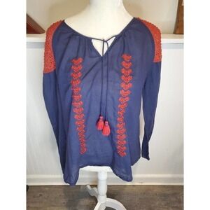 Roberta Roller Rabbit embroidered heart tassel tunic top XS